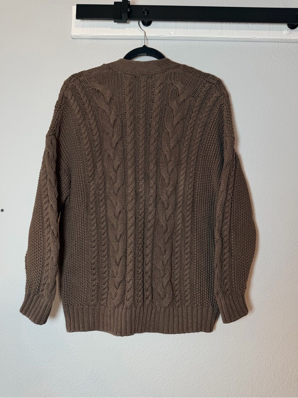 Quince 100% Organic Cotton Oversized Cable Cardigan Sweater Small Heather Brown - Picture 5 of 9